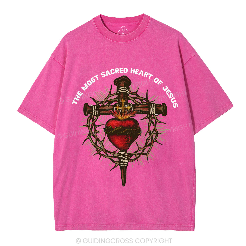 The Most Sacred Heart Of Jesus Christian Washed T-Shirt