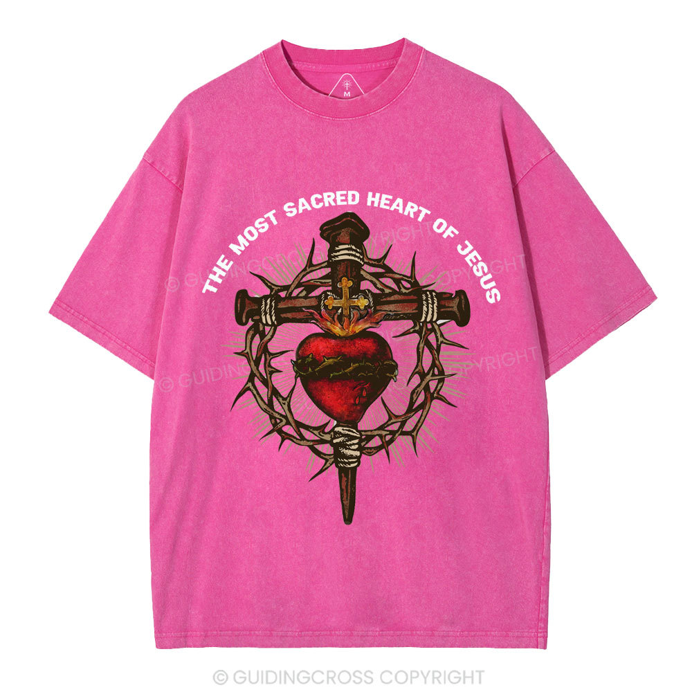The Most Sacred Heart Of Jesus Christian Washed T-Shirt