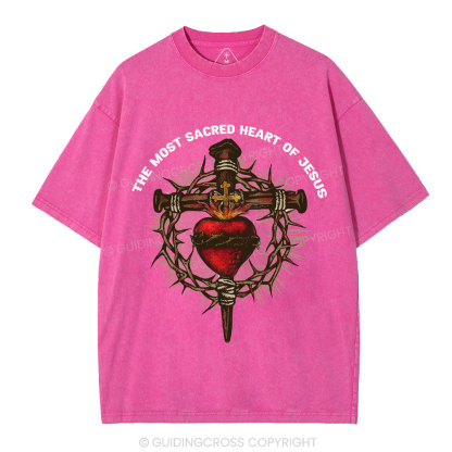 The Most Sacred Heart Of Jesus Christian Washed T-Shirt