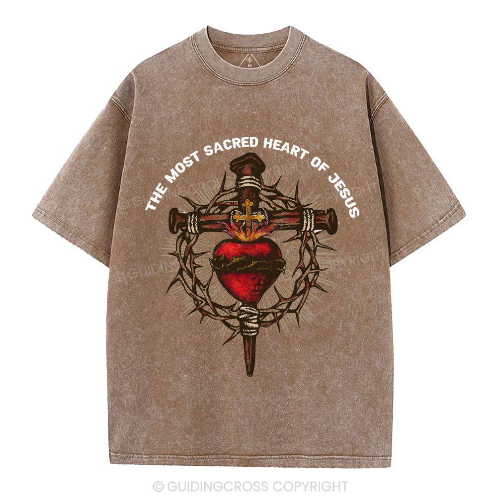 The Most Sacred Heart Of Jesus Christian Washed T-Shirt
