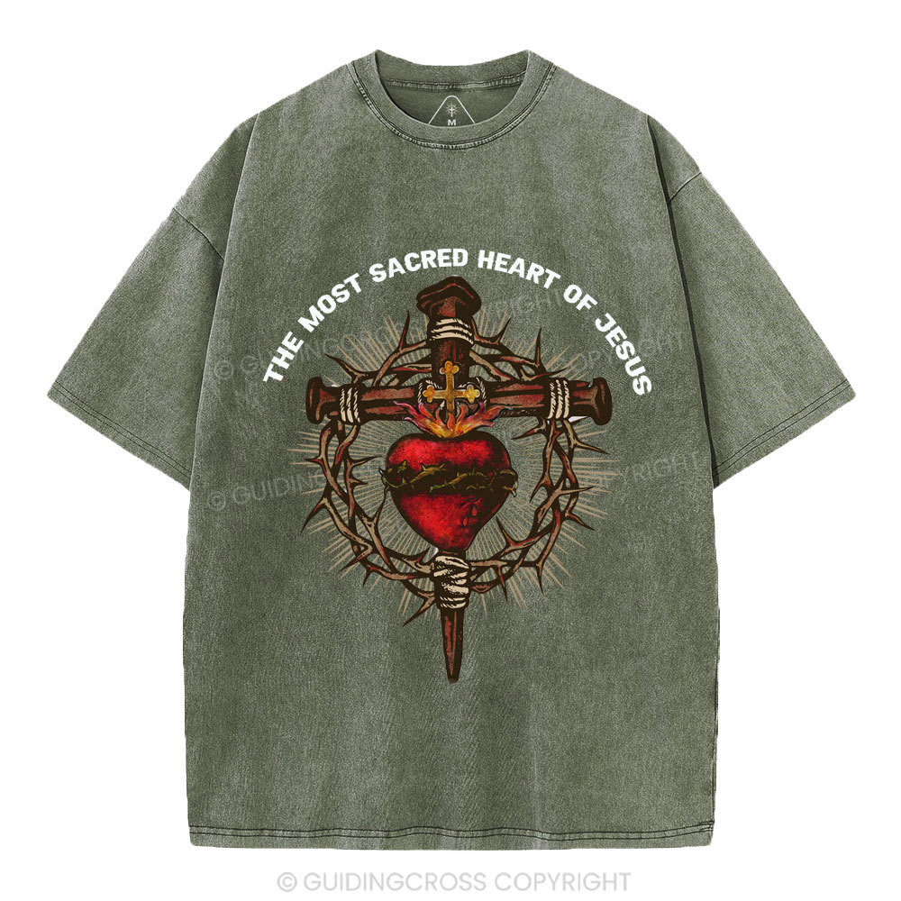 The Most Sacred Heart Of Jesus Christian Washed T-Shirt