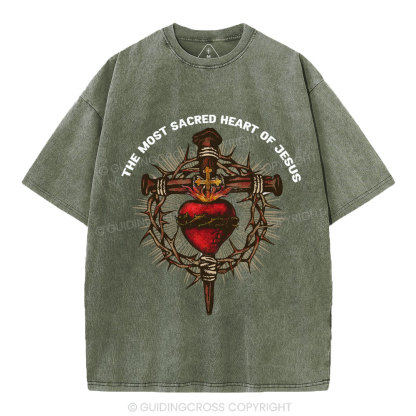 The Most Sacred Heart Of Jesus Christian Washed T-Shirt