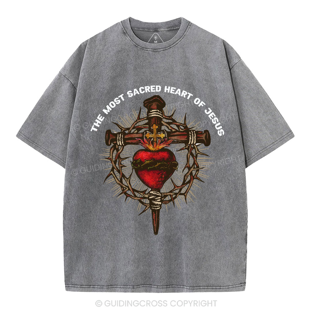 The Most Sacred Heart Of Jesus Christian Washed T-Shirt