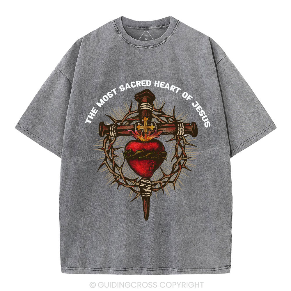 The Most Sacred Heart Of Jesus Christian Washed T-Shirt
