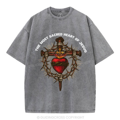 The Most Sacred Heart Of Jesus Christian Washed T-Shirt
