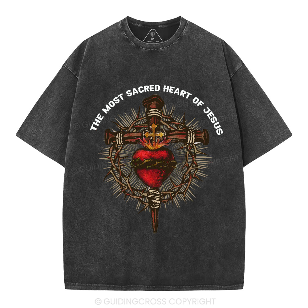 The Most Sacred Heart Of Jesus Christian Washed T-Shirt