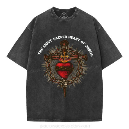 The Most Sacred Heart Of Jesus Christian Washed T-Shirt