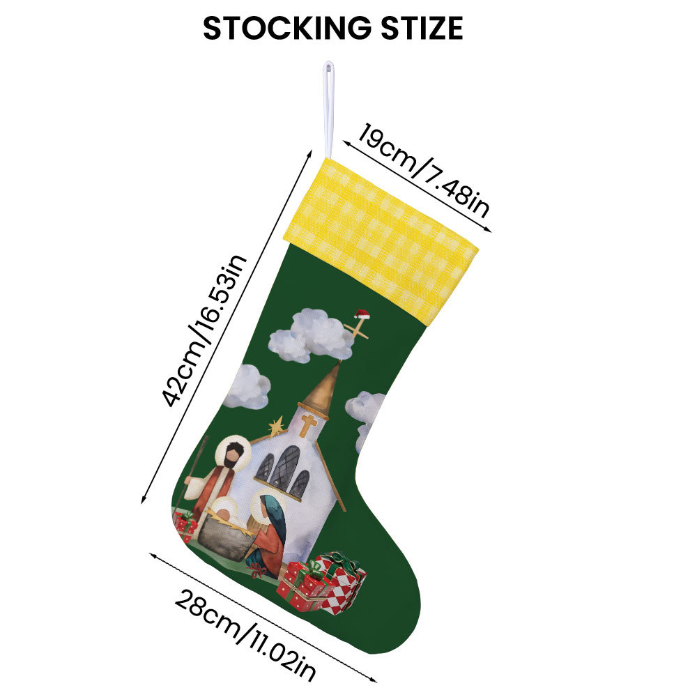 The Nativity With Gift Christmas Christian Stockings