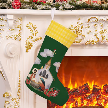 The Nativity With Gift Christmas Christian Stockings