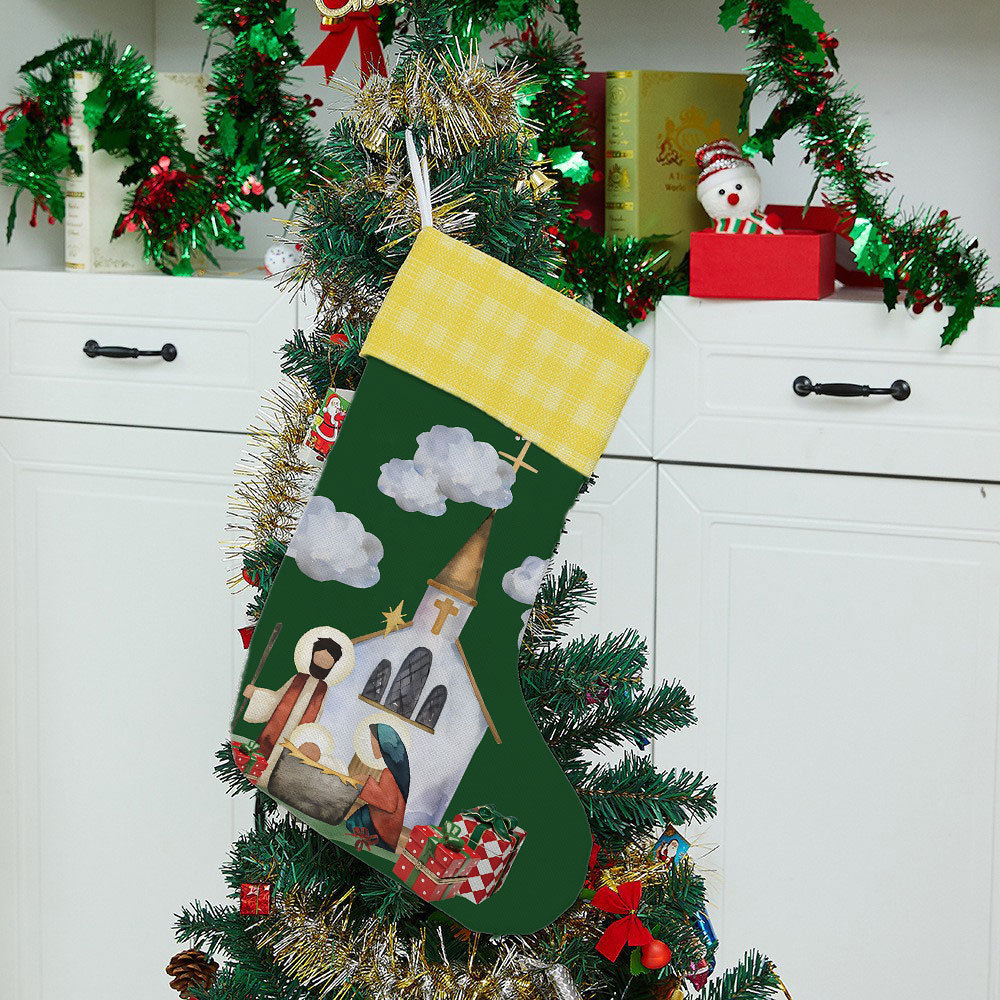 The Nativity With Gift Christmas Christian Stockings