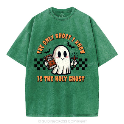 The Only Ghost I Know Is The Holy Ghost Christian Washed T-Shirt