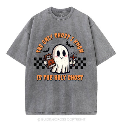 The Only Ghost I Know Is The Holy Ghost Christian Washed T-Shirt