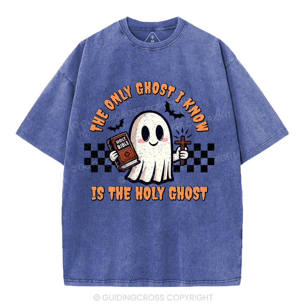The Only Ghost I Know Is The Holy Ghost Christian Washed T-Shirt