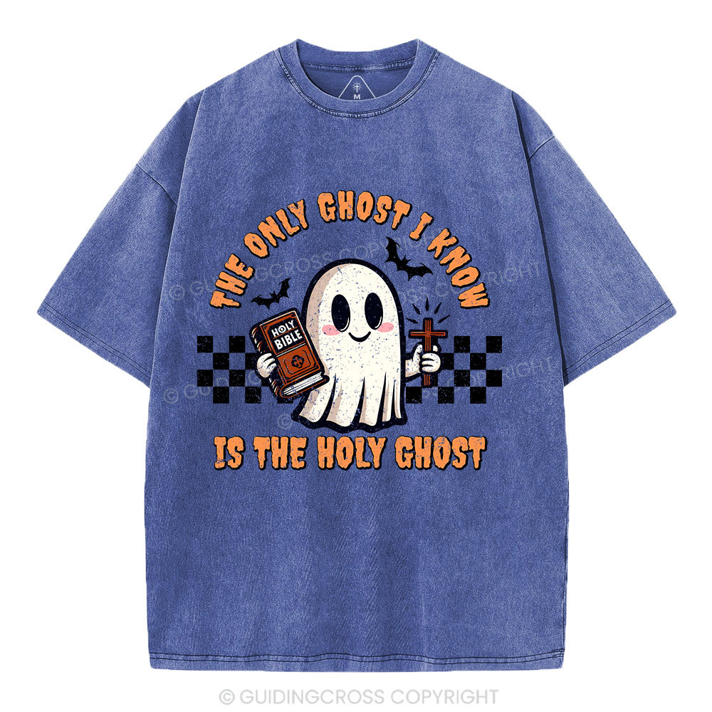 The Only Ghost I Know Is The Holy Ghost Christian Washed T-Shirt