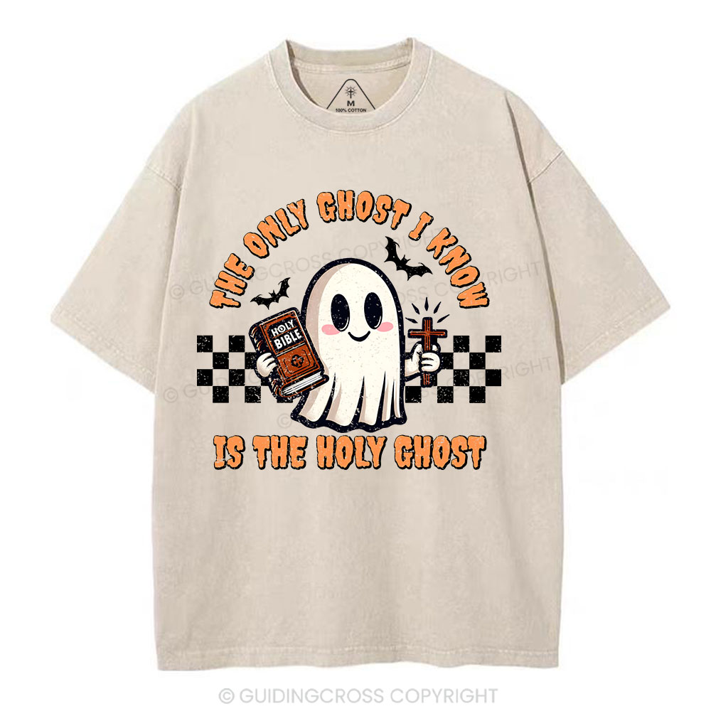 The Only Ghost I Know Is The Holy Ghost Christian Washed T-Shirt