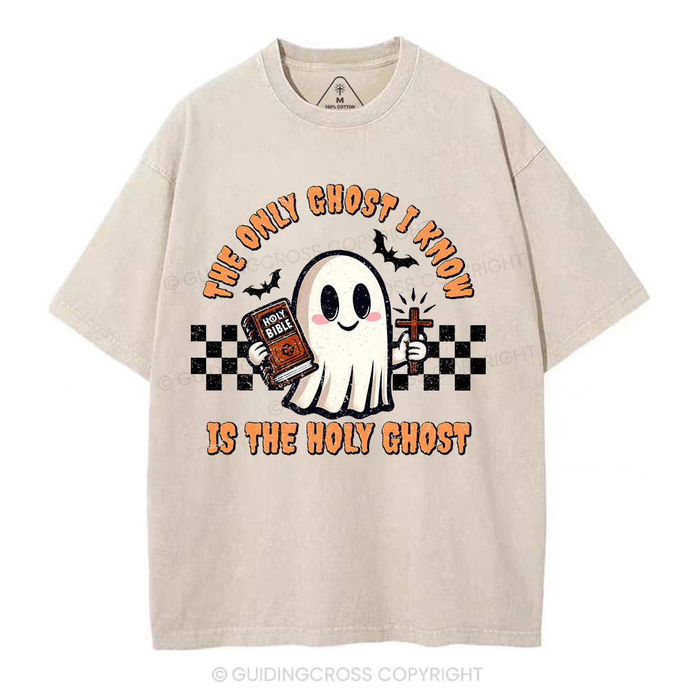The Only Ghost I Know Is The Holy Ghost Christian Washed T-Shirt