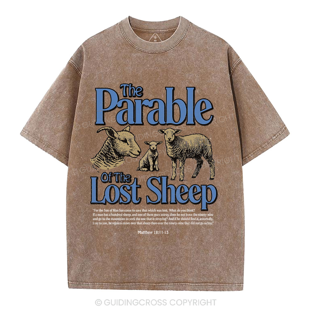 The Parable Of The Lost Sheep Christian Washed T-Shirt