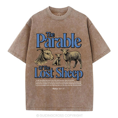 The Parable Of The Lost Sheep Christian Washed T-Shirt