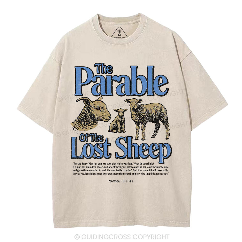 The Parable Of The Lost Sheep Christian Washed T-Shirt