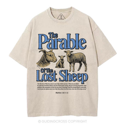 The Parable Of The Lost Sheep Christian Washed T-Shirt