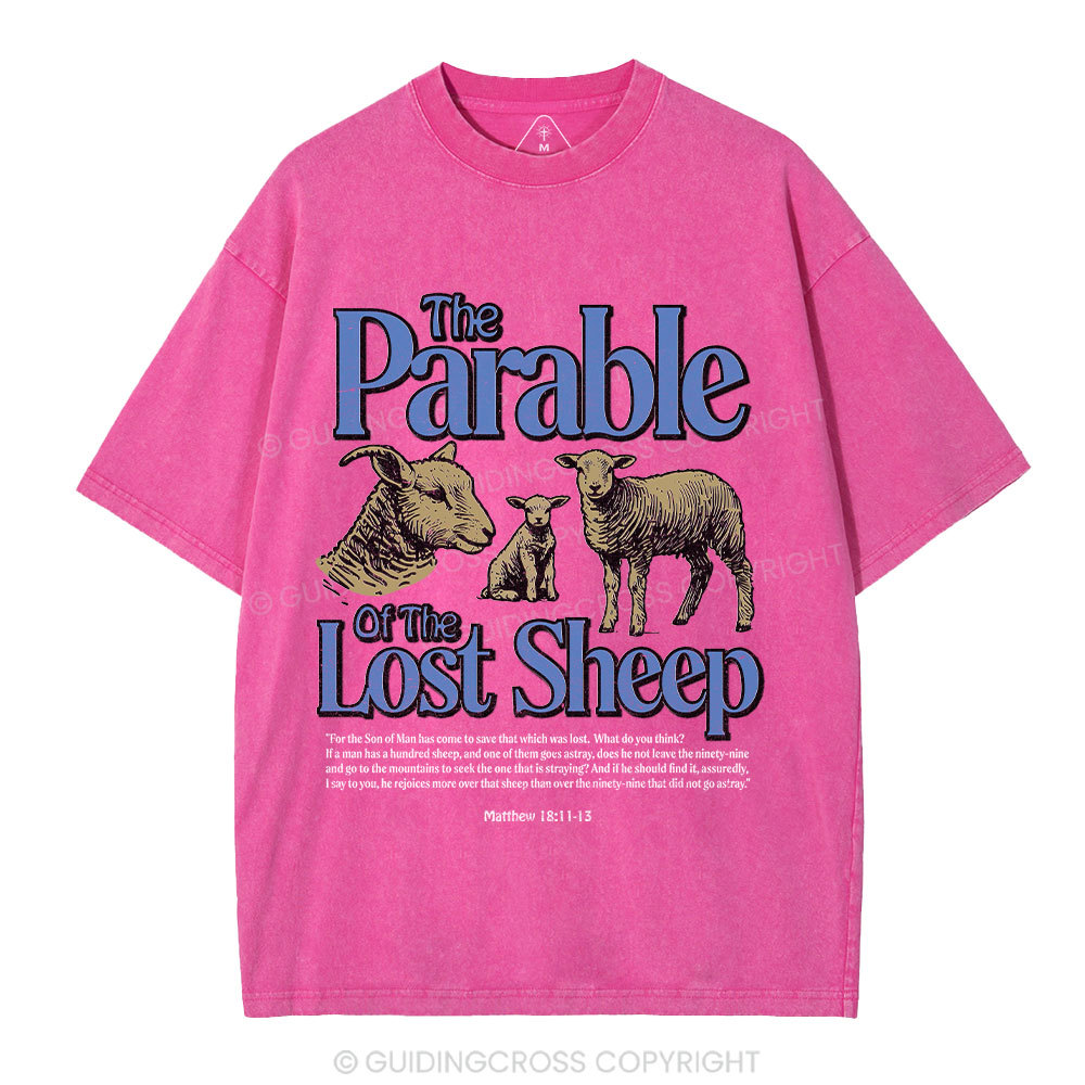The Parable Of The Lost Sheep Christian Washed T-Shirt