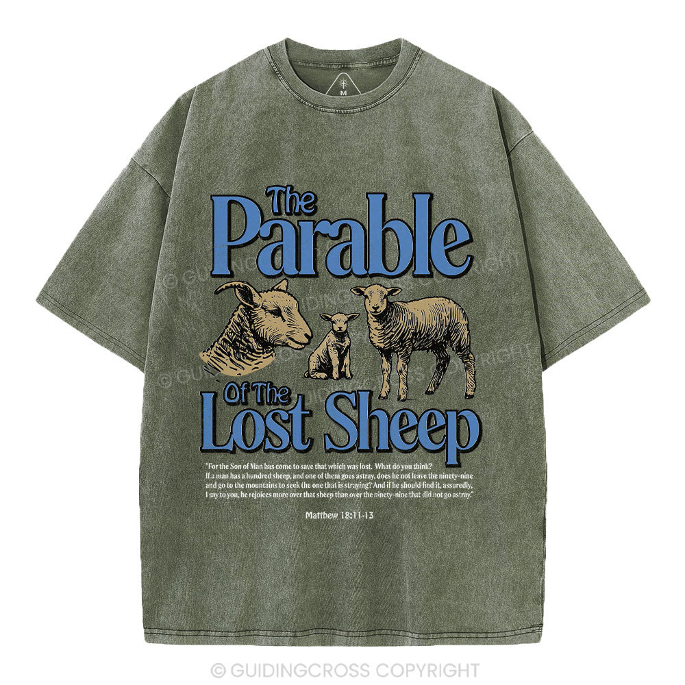 The Parable Of The Lost Sheep Christian Washed T-Shirt