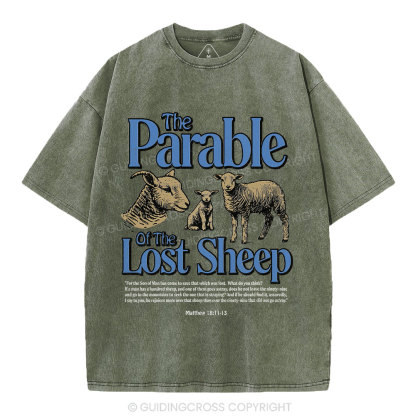The Parable Of The Lost Sheep Christian Washed T-Shirt