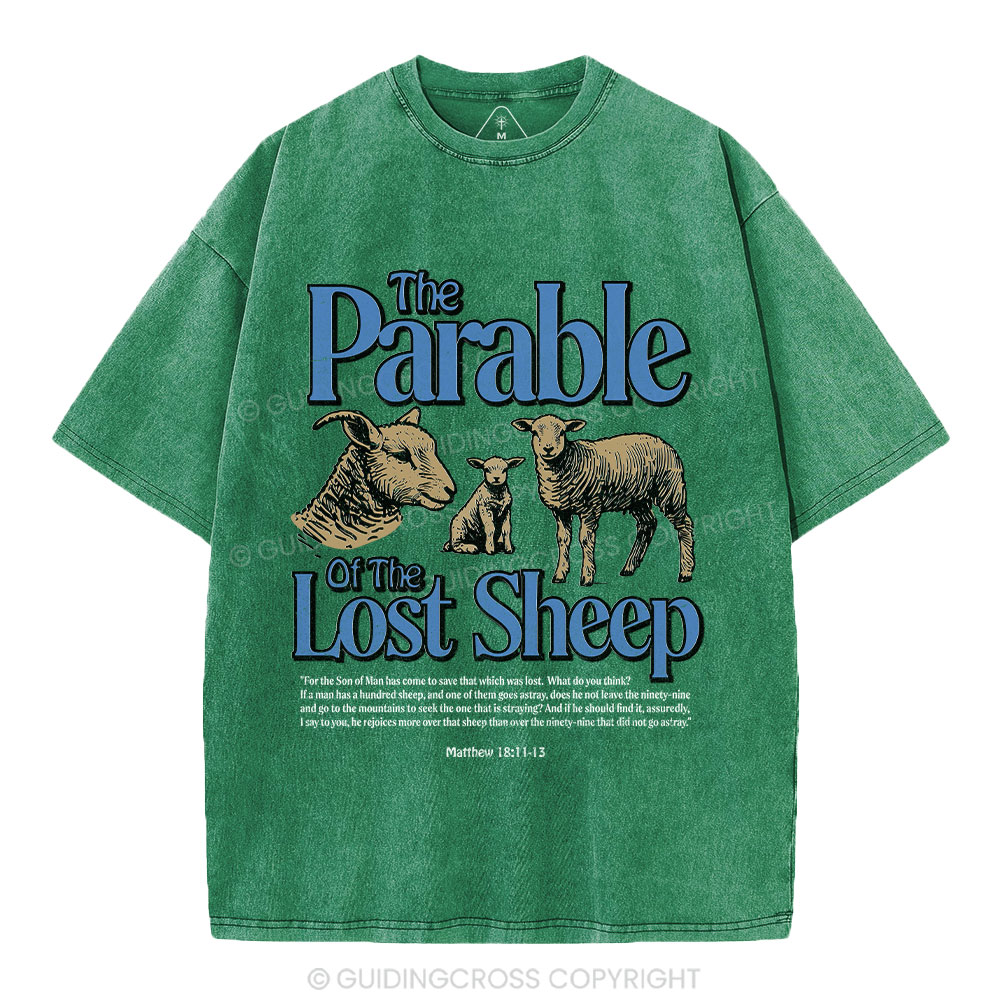 The Parable Of The Lost Sheep Christian Washed T-Shirt