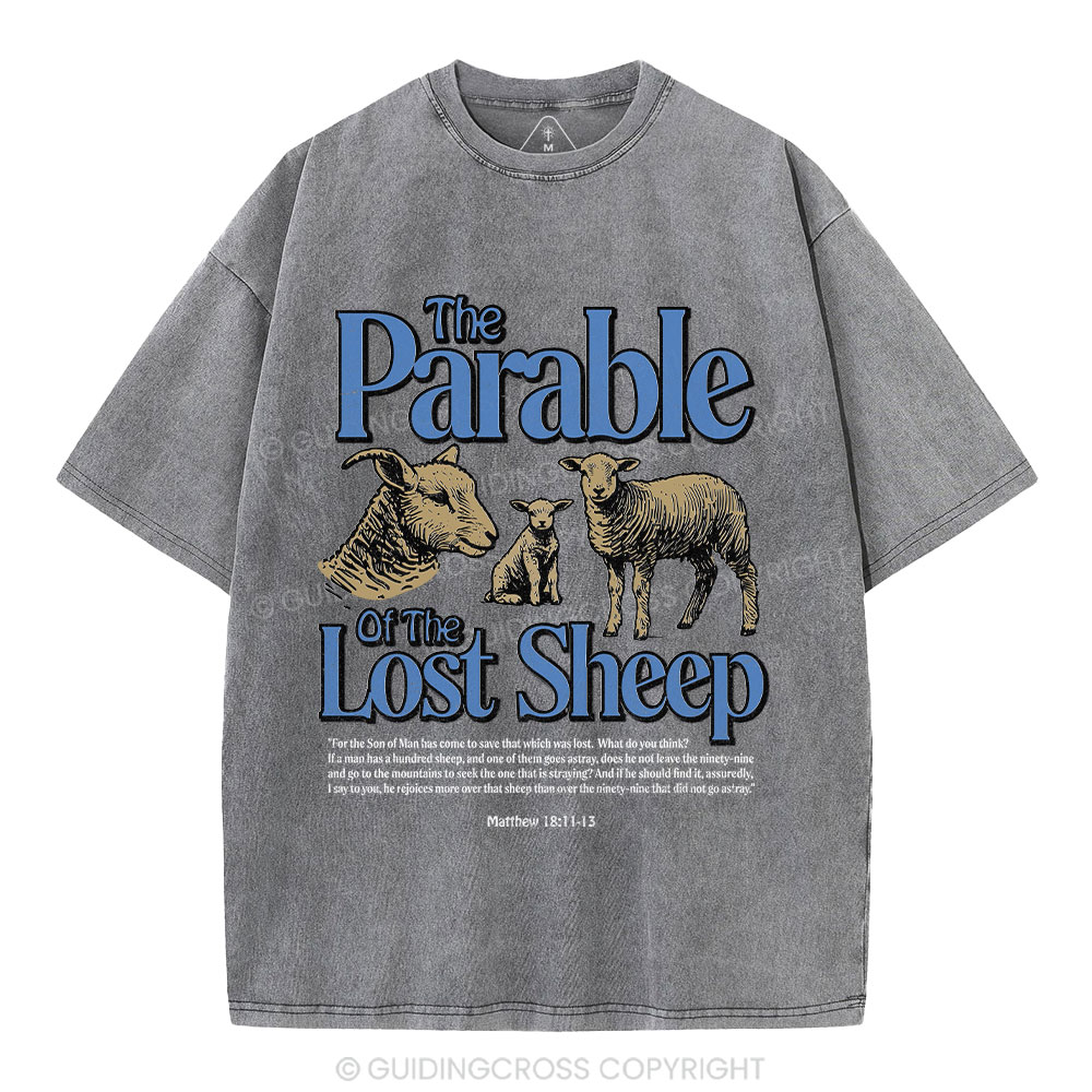 The Parable Of The Lost Sheep Christian Washed T-Shirt