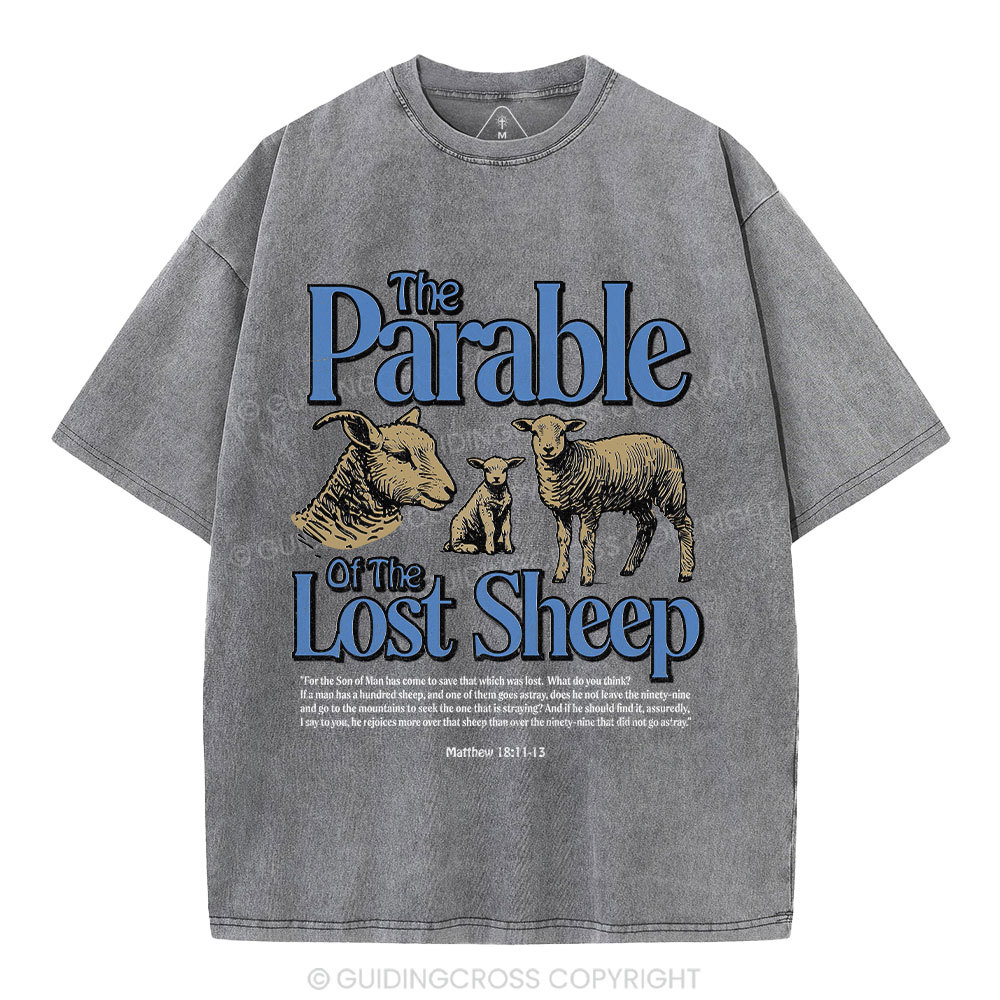 The Parable Of The Lost Sheep Christian Washed T-Shirt