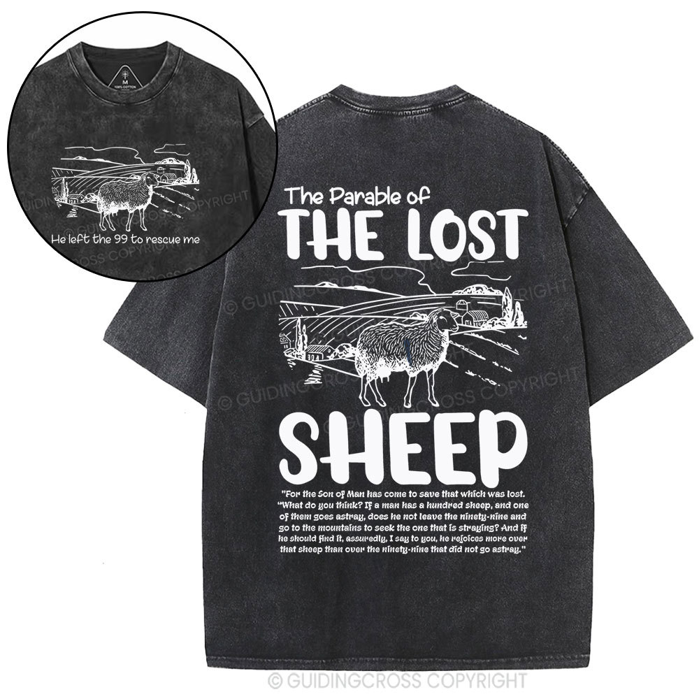 The Parable Of The Lost Sheep Christian Washed T-Shirt