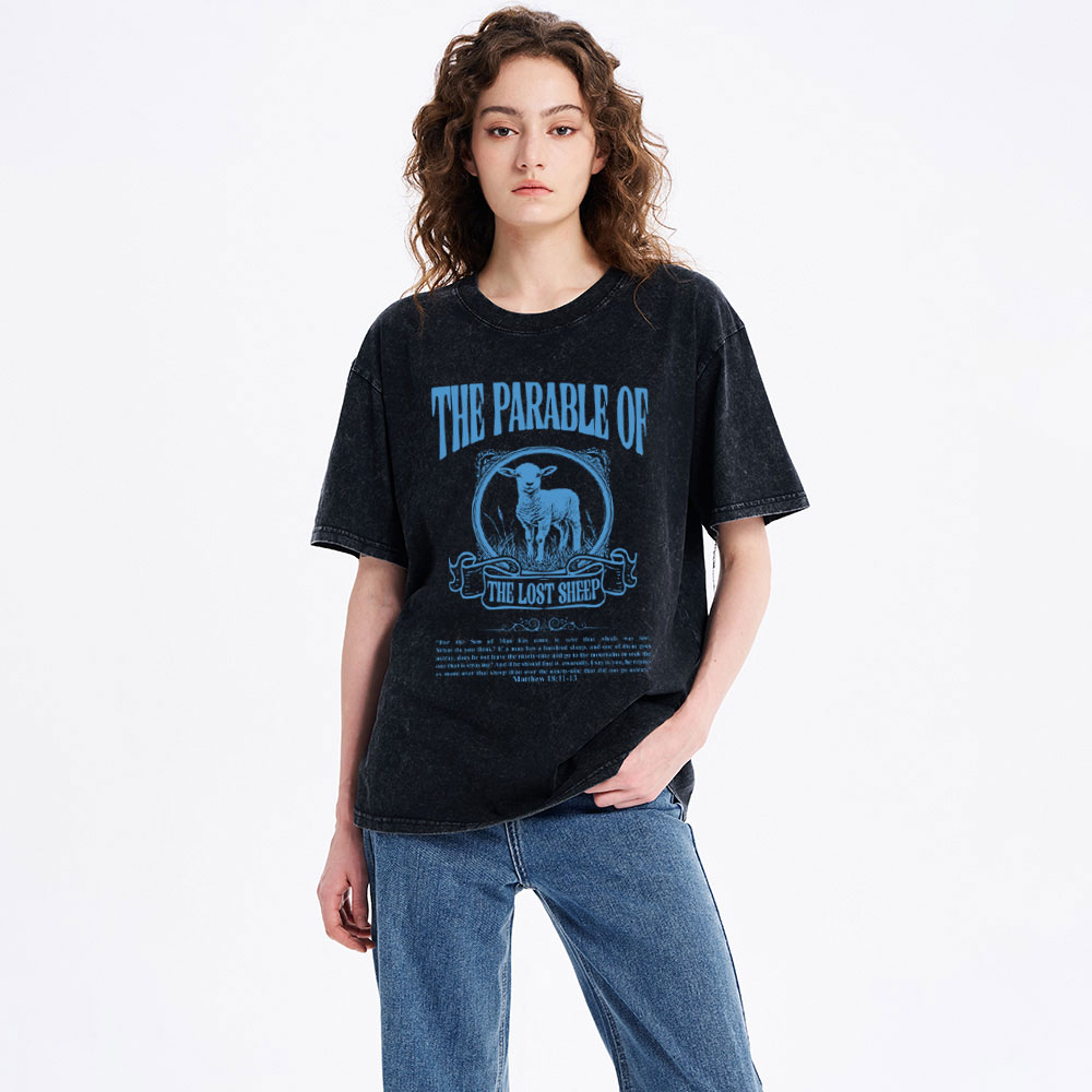 The Parable Of The Lost Sheep Christian Washed T-Shirt
