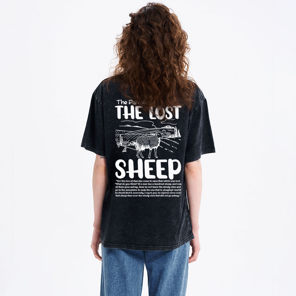 The Parable Of The Lost Sheep Christian Washed T-Shirt