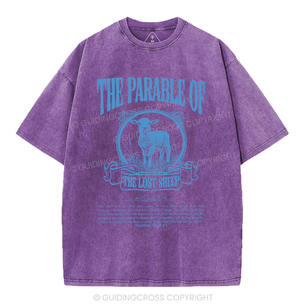 The Parable Of The Lost Sheep Christian Washed T-Shirt