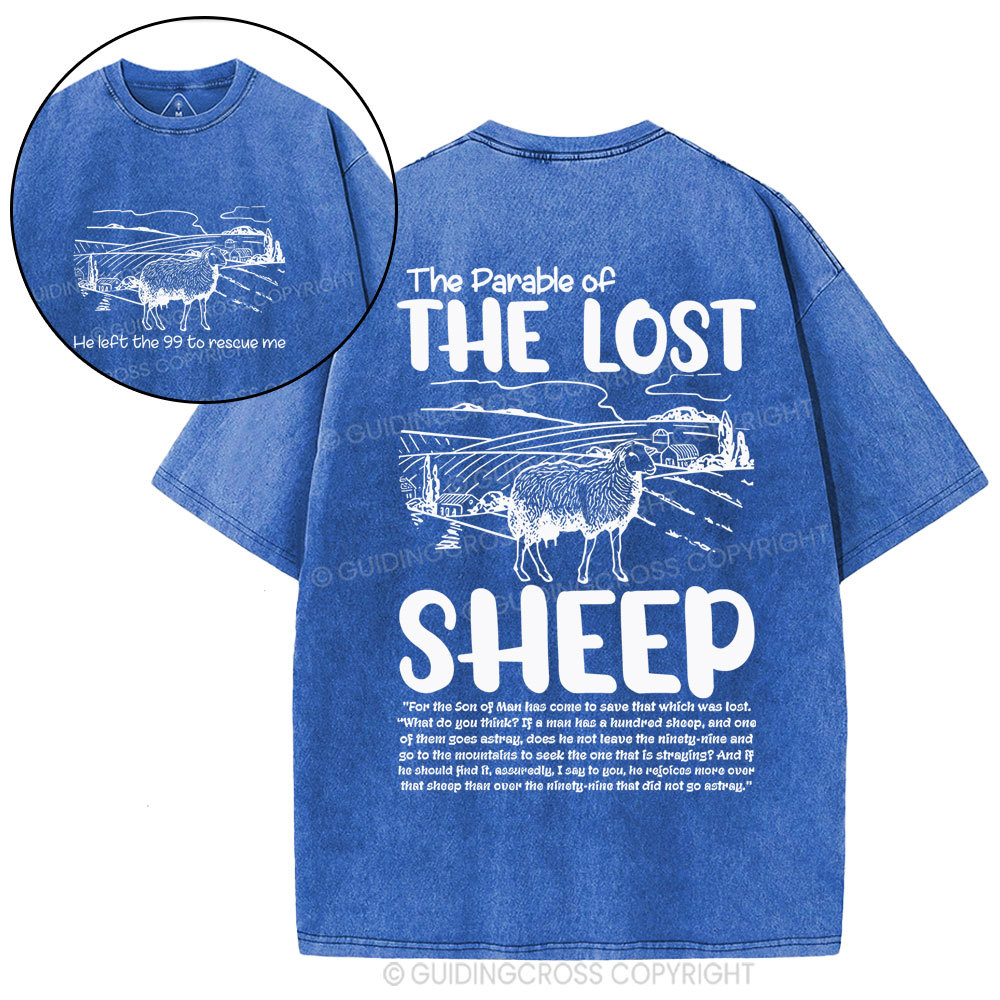The Parable Of The Lost Sheep Christian Washed T-Shirt