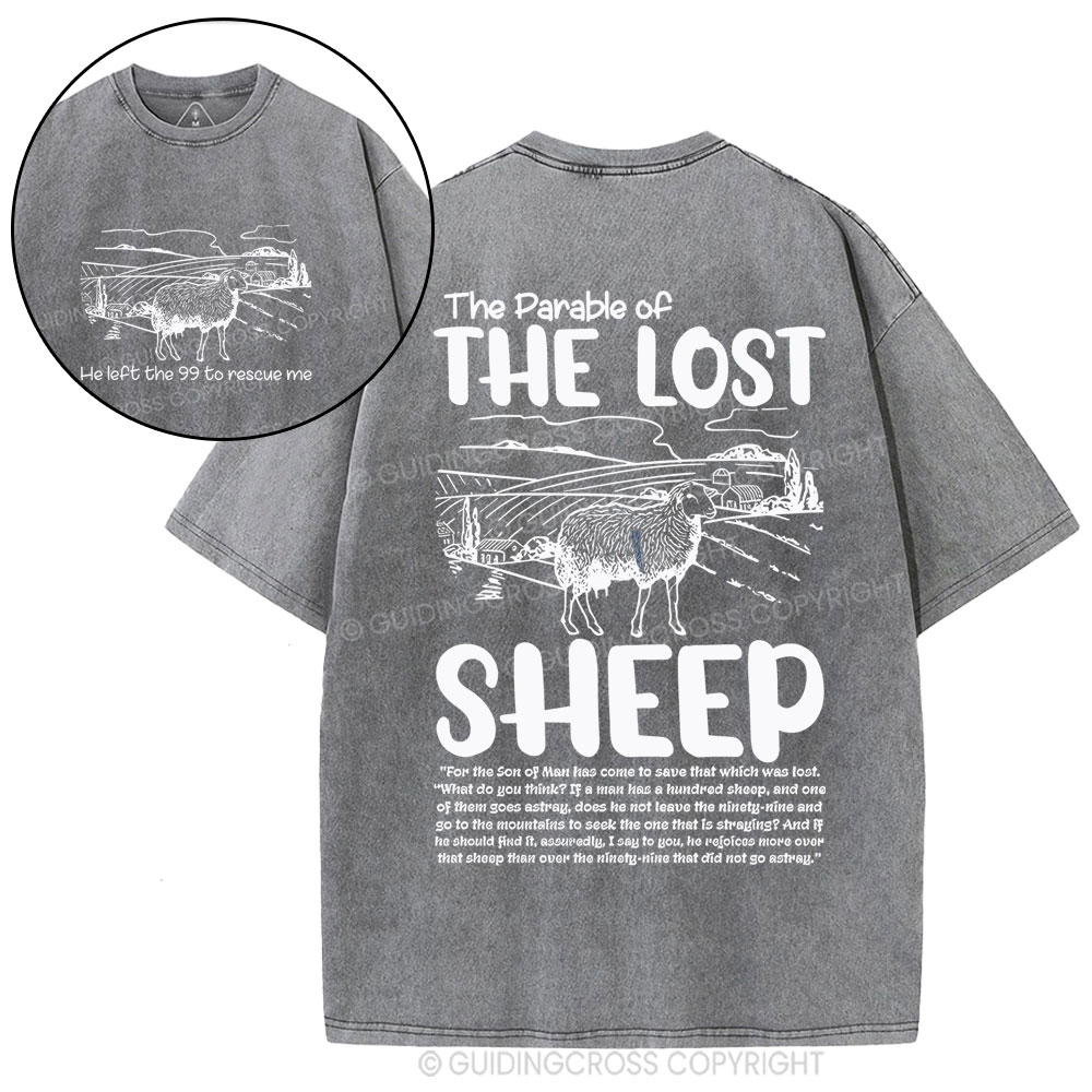 The Parable Of The Lost Sheep Christian Washed T-Shirt