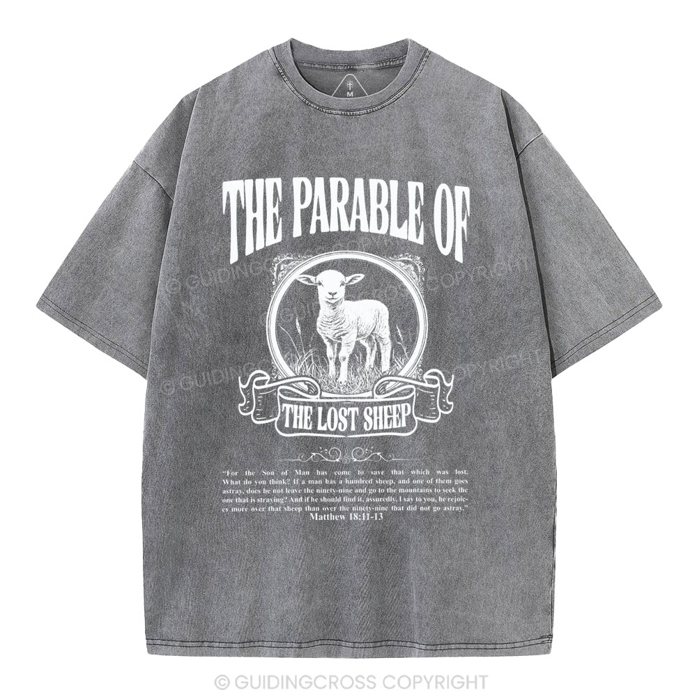 The Parable Of The Lost Sheep Christian Washed T-Shirt