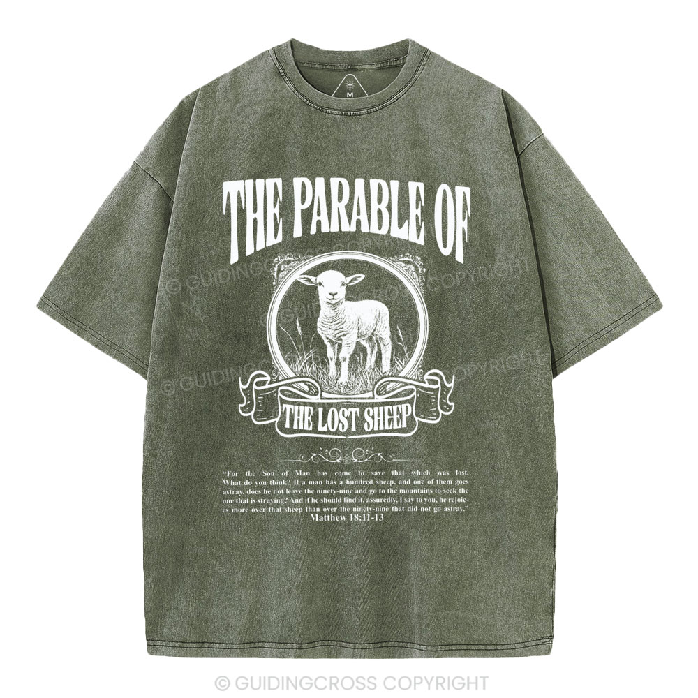 The Parable Of The Lost Sheep Christian Washed T-Shirt