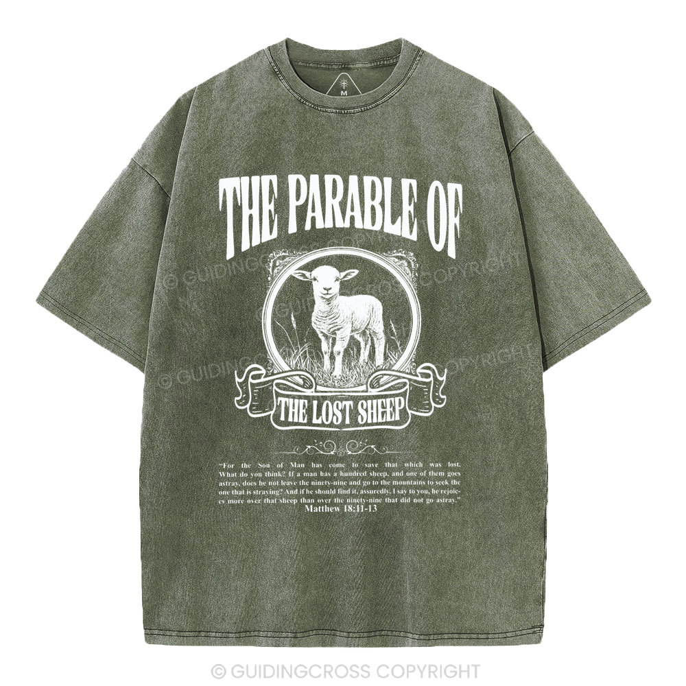 The Parable Of The Lost Sheep Christian Washed T-Shirt