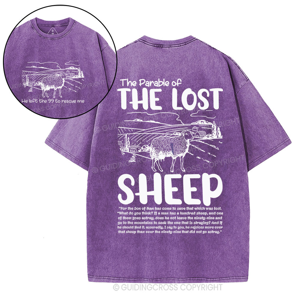 The Parable Of The Lost Sheep Christian Washed T-Shirt
