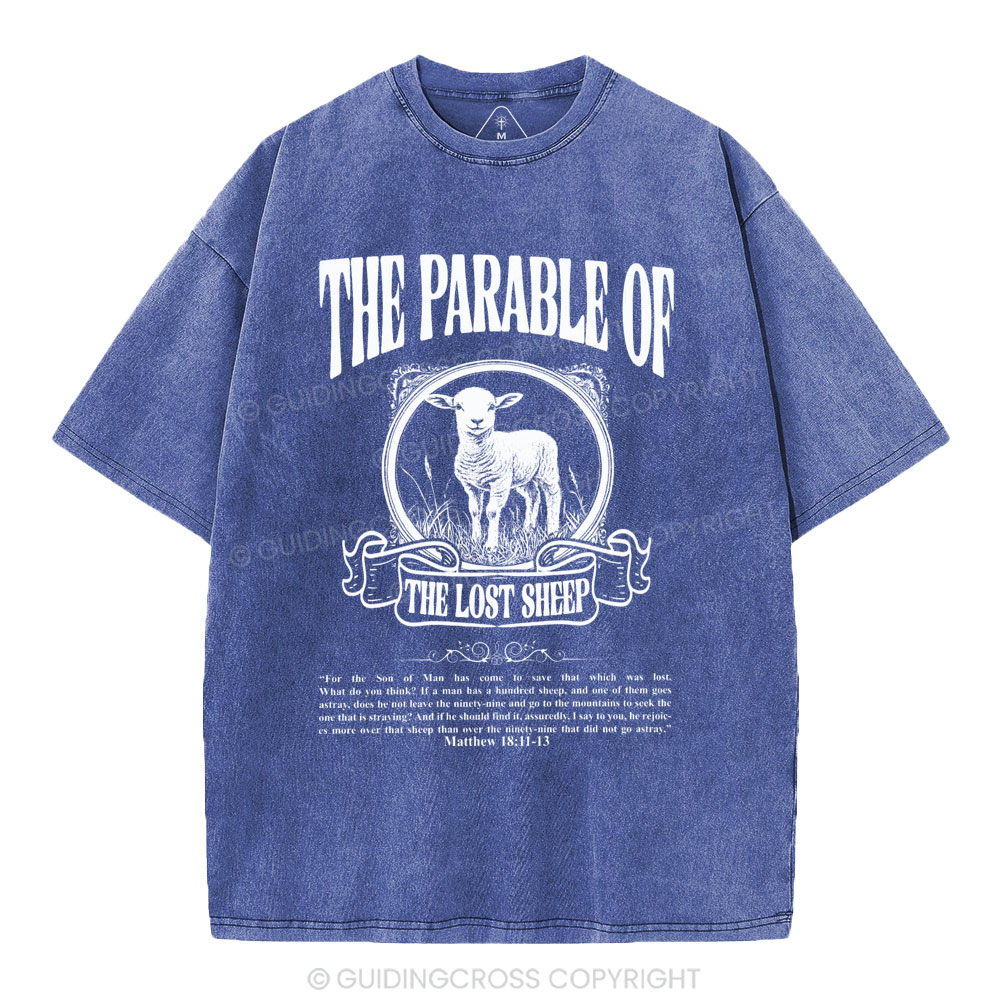 The Parable Of The Lost Sheep Christian Washed T-Shirt
