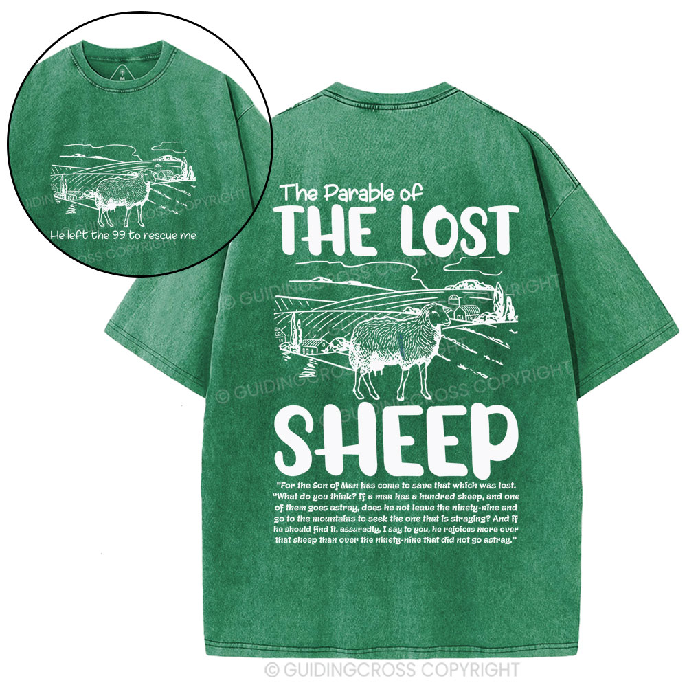 The Parable Of The Lost Sheep Christian Washed T-Shirt