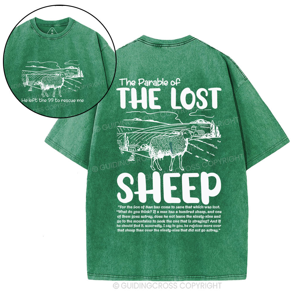 The Parable Of The Lost Sheep Christian Washed T-Shirt