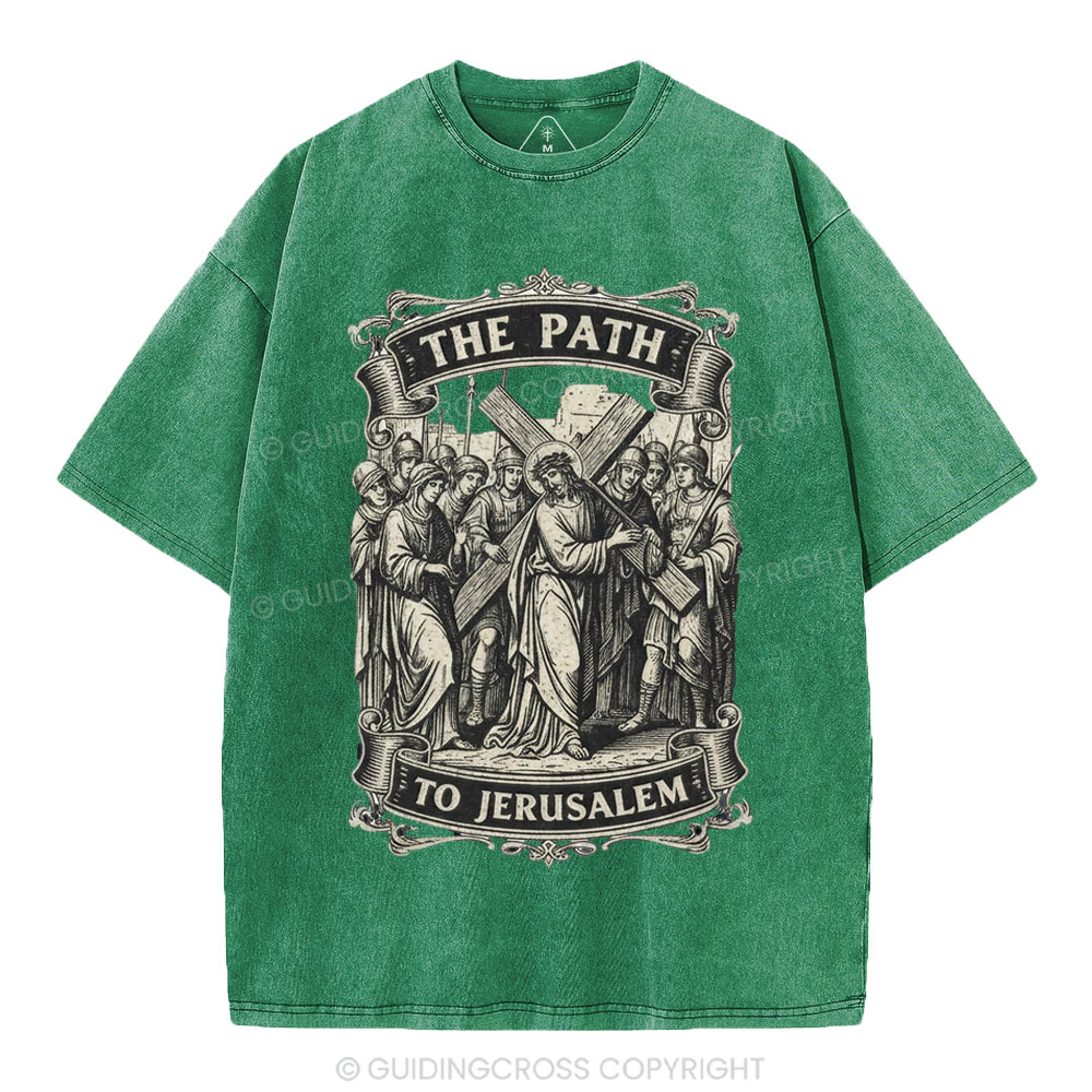 The Path To Jerusalem Christian Washed T-Shirt