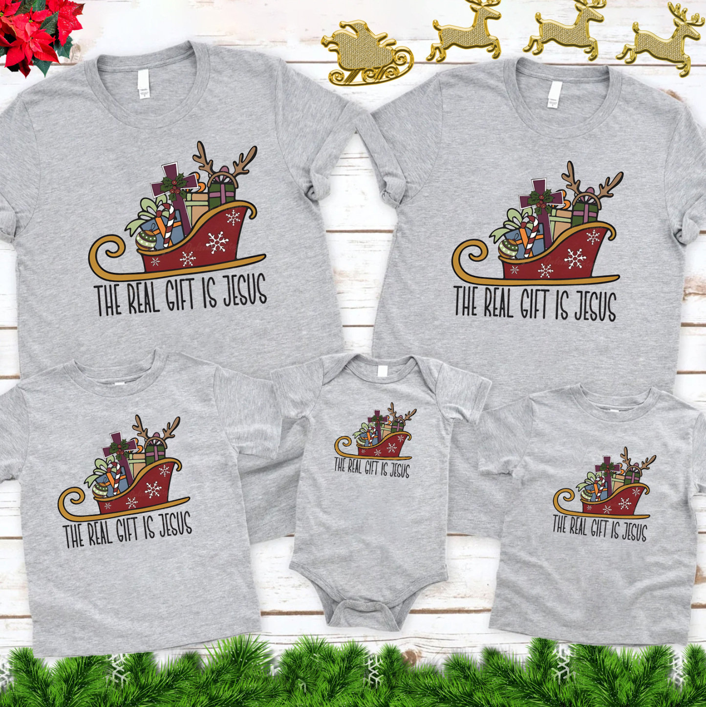The Real Gift Is Jesus Christmas Family Matching Shirts