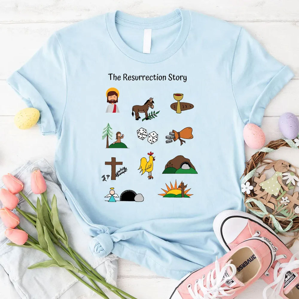 The Resurrection Story Templates Christian T-Shirt Sale-GuidingCross