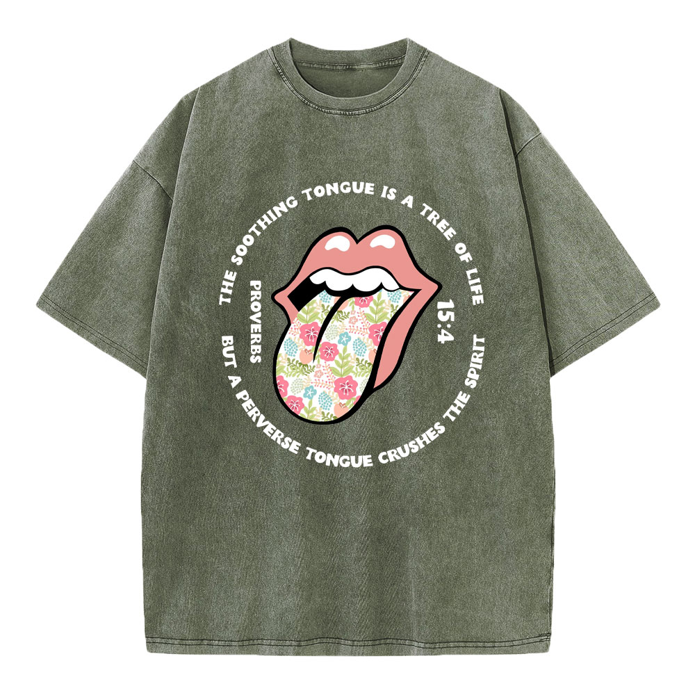The Soothing Tongue Christian Washed T-Shirt