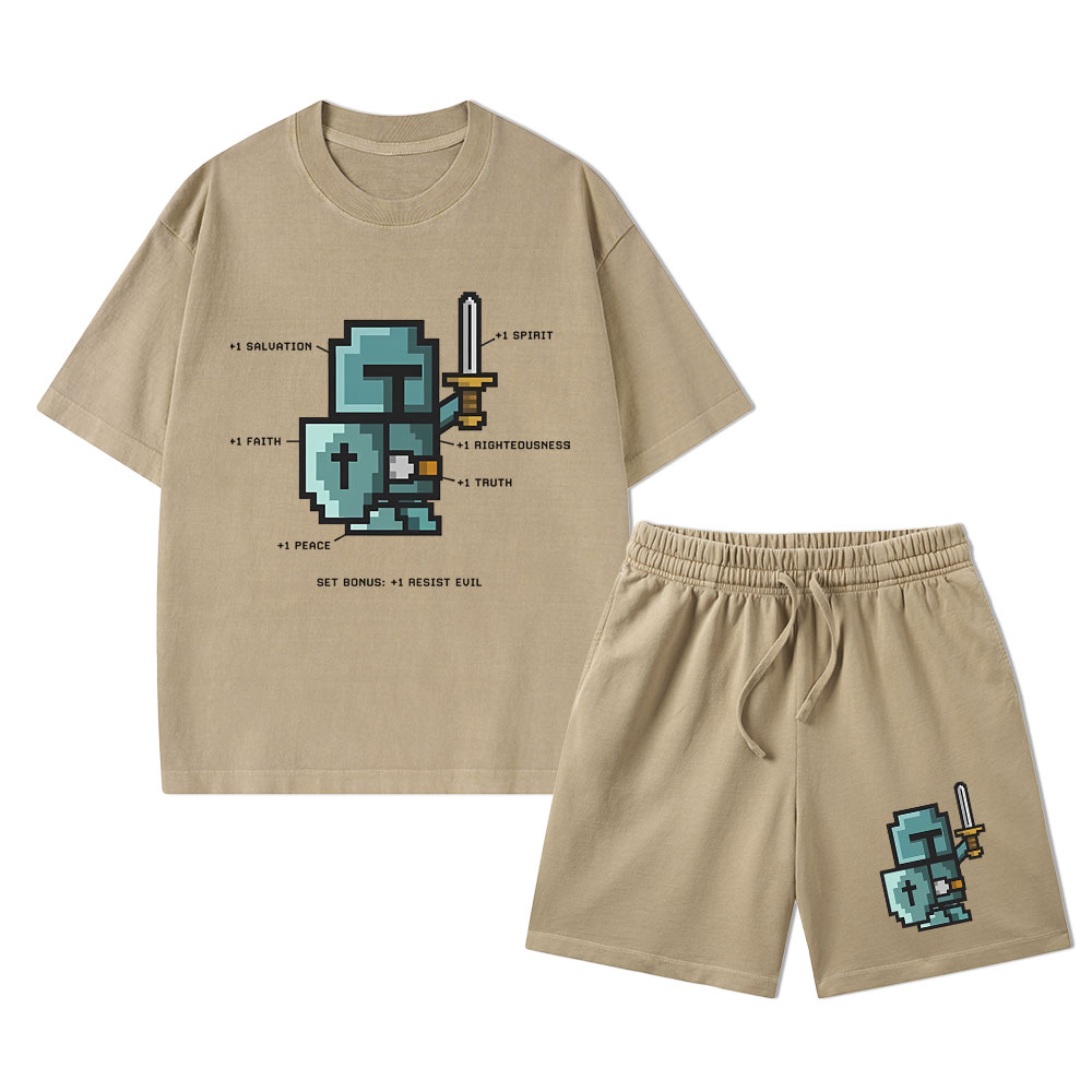 The Spirit of the Warrior Christian Washed T-Shirt & Shorts