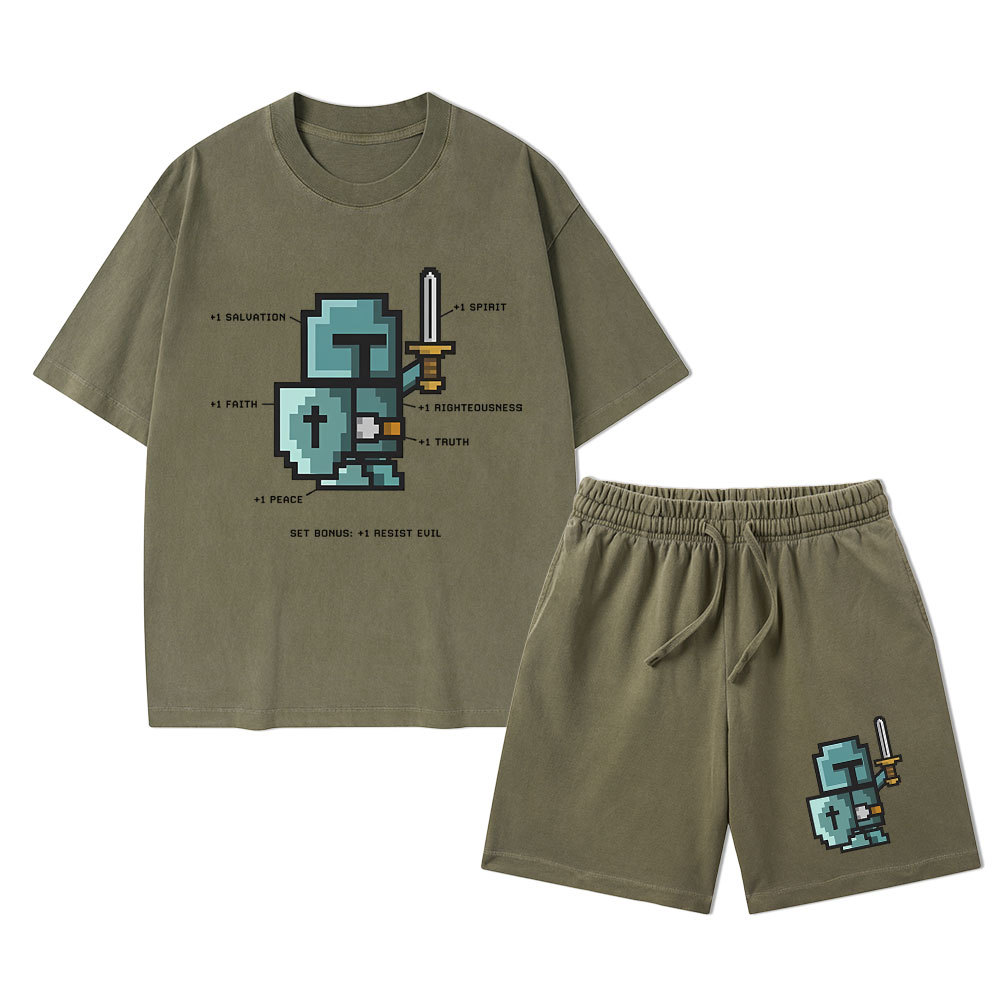 The Spirit of the Warrior Christian Washed T-Shirt & Shorts