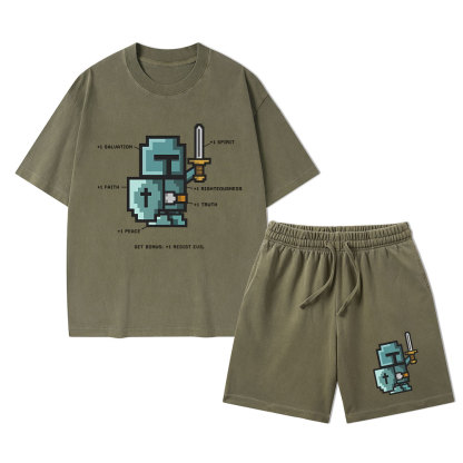 The Spirit of the Warrior Christian Washed T-Shirt & Shorts